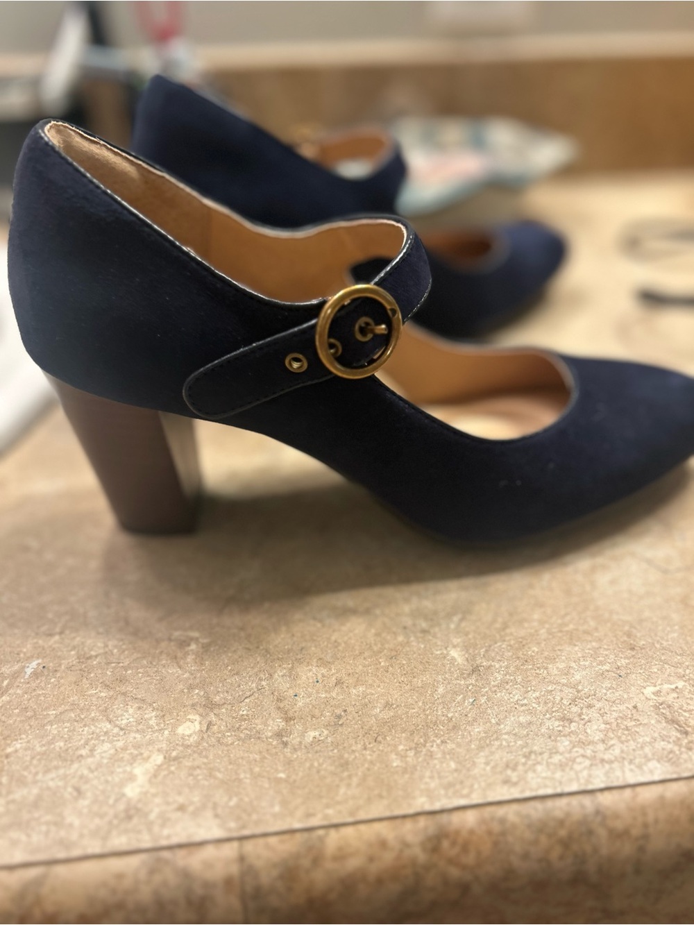 Sofft Navy Suede Mary Jane Block Heel 
no longer have the original box.